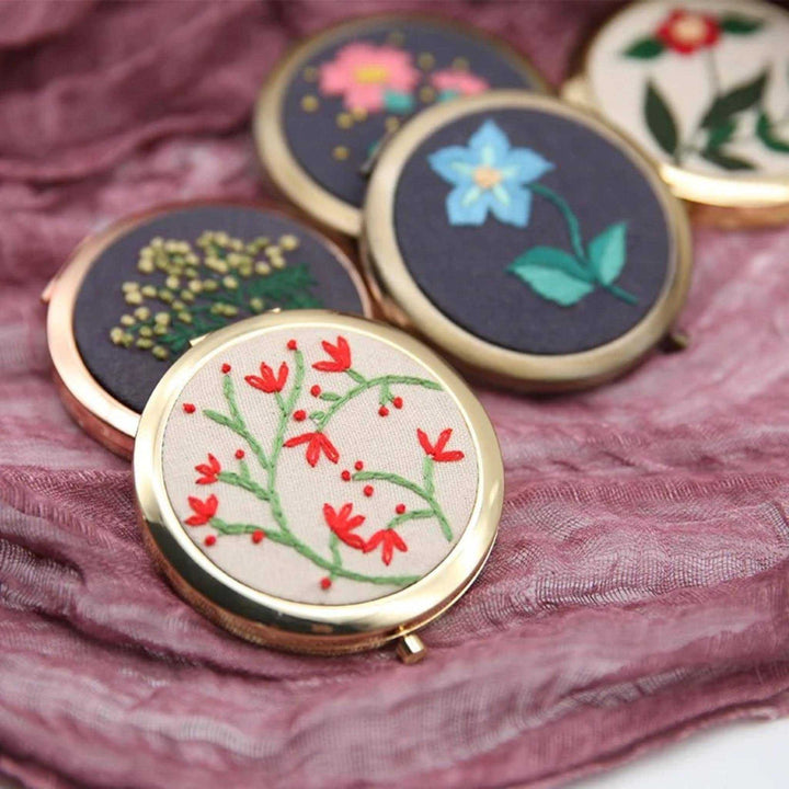 Hand Embroidery Compact Mirror Kits