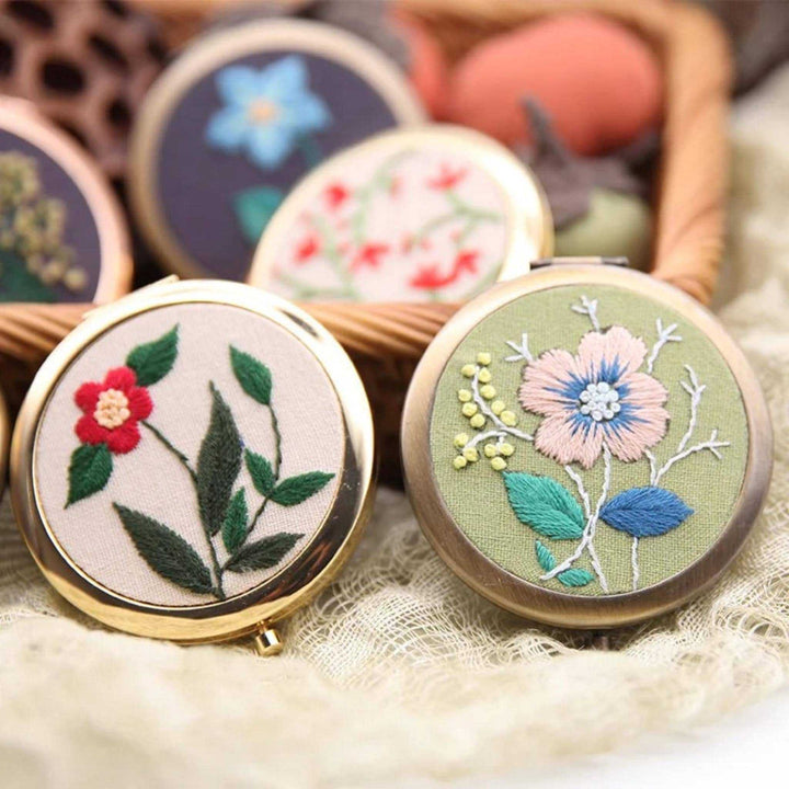 Hand Embroidery Compact Mirror Kits