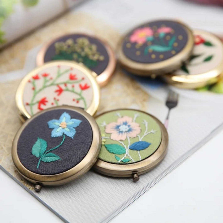 Hand Embroidery Compact Mirror Kits