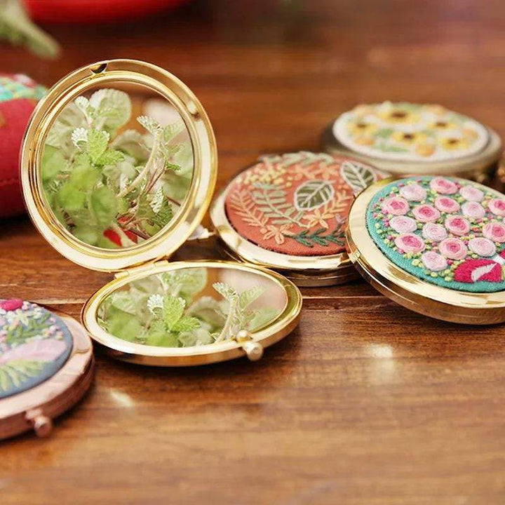 Compact Makeup Mirror Embroidery Kits