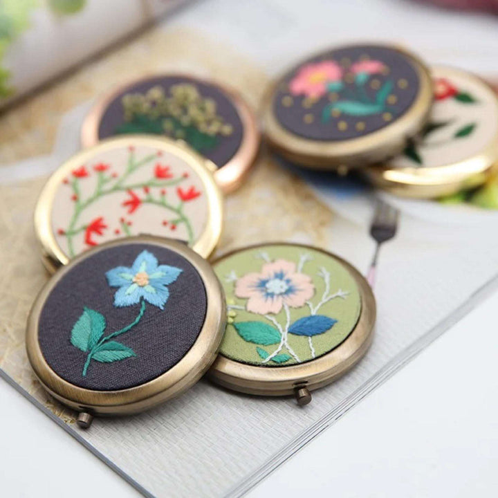 Compact Makeup Mirror Embroidery Kits