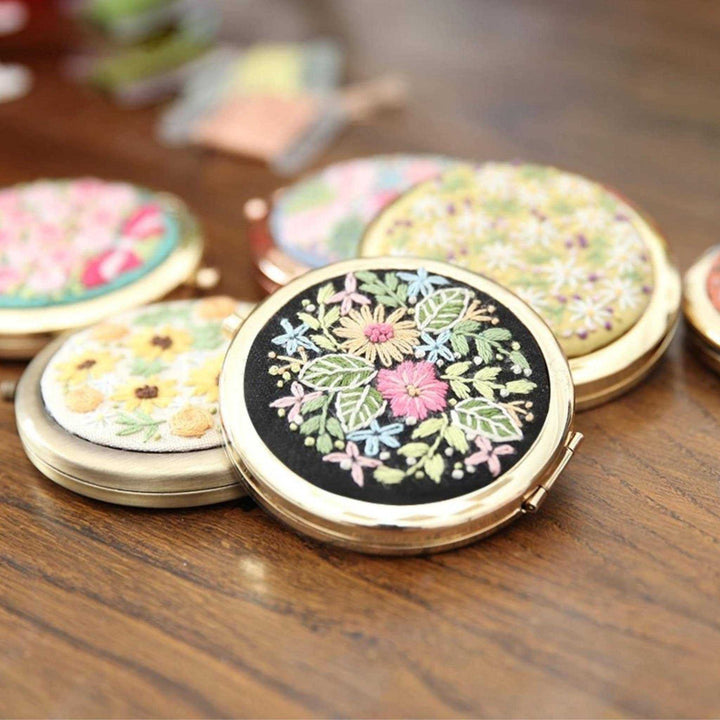 Compact Handbag Mirror Embroidery Kits