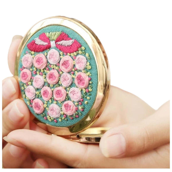 Compact Makeup Mirror Embroidery Kits