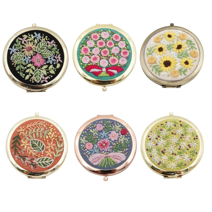 Compact Makeup Mirror Embroidery Kits