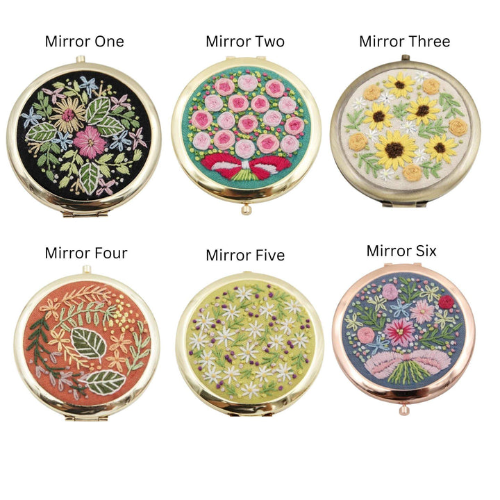 Compact Makeup Mirror Embroidery Kits