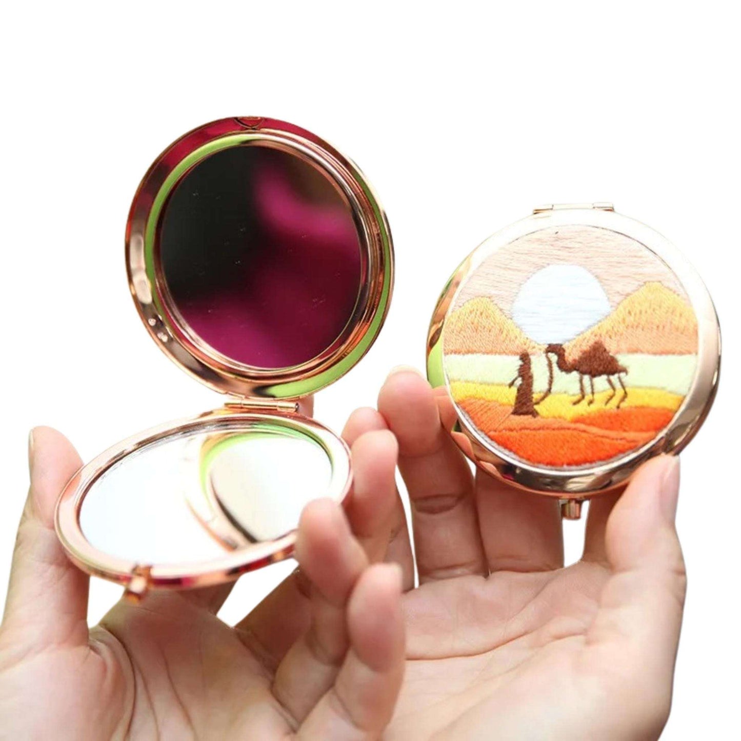 Compact Handbag Mirror Embroidery Kits