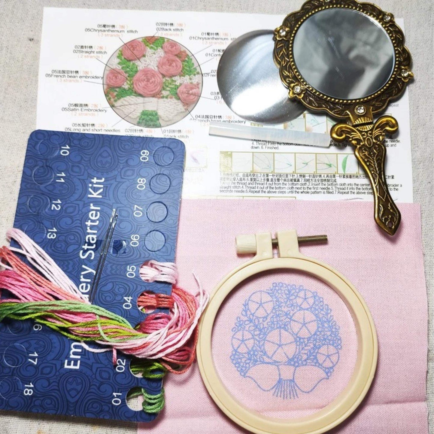 Hand Mirror Embroidery Kits