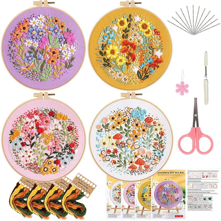 Doodle Flower Embroidery Kits