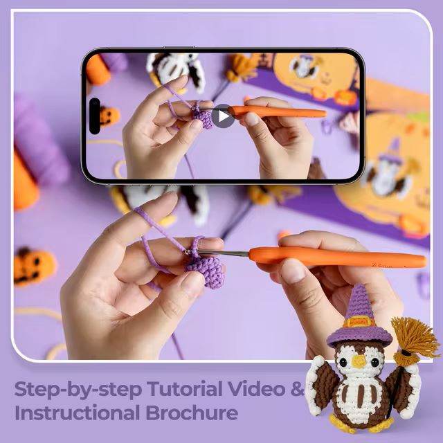 delightful halloween owl amigurumi crochet kit