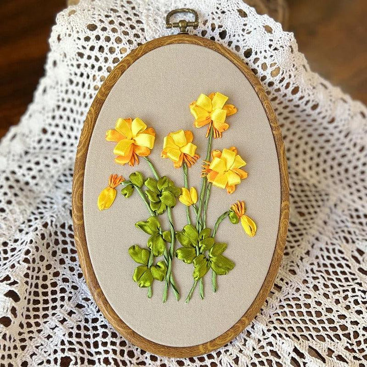 Silk Ribbon Embroidery Kits with Oval Frames