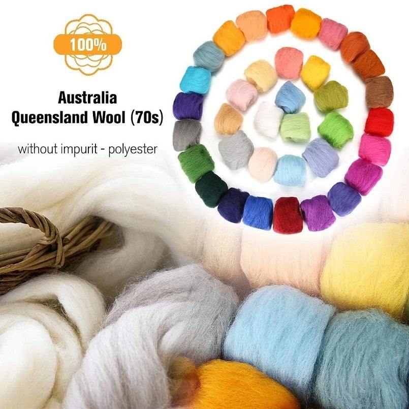 Blended Colours 70s Australian Merino Wool 24 colours in 50g balls Needle Felting Wool Set  Perfect for wool painting, spinning, needle felting, wet felting and other wool crafts.  Ethically Sourced  and available in multiple weights