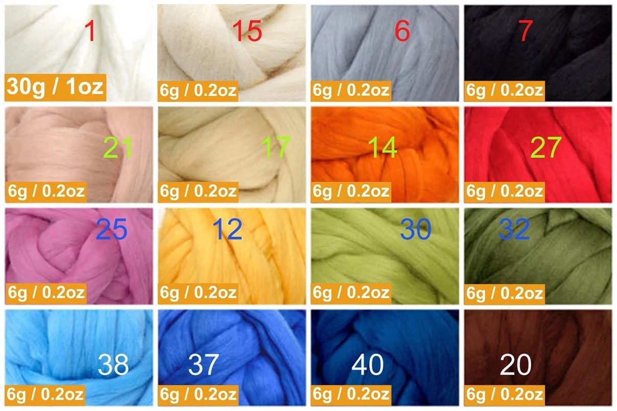 Merino Wool Needle Felting Wool Set 16-24-40 colour sets