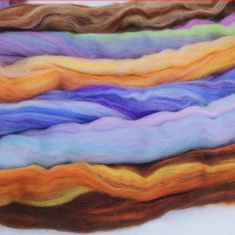 Blended Colours 70s Australian Merino Wool 24 colours in 50g balls Needle Felting Wool Set  Perfect for wool painting, spinning, needle felting, wet felting and other wool crafts.  Ethically Sourced  and available in multiple weights