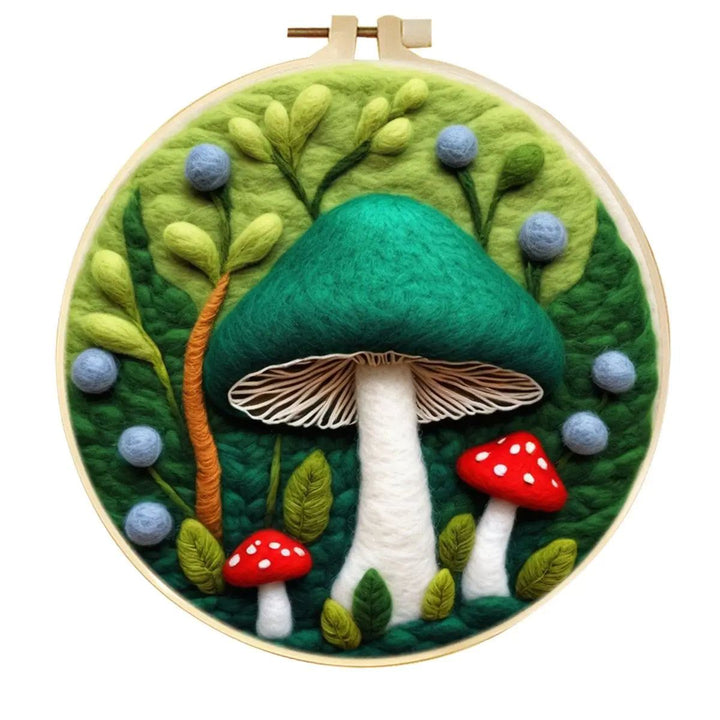 2D Magic Mushroom Needle Felting Kits- DIY Beginner Needle Felting Kit