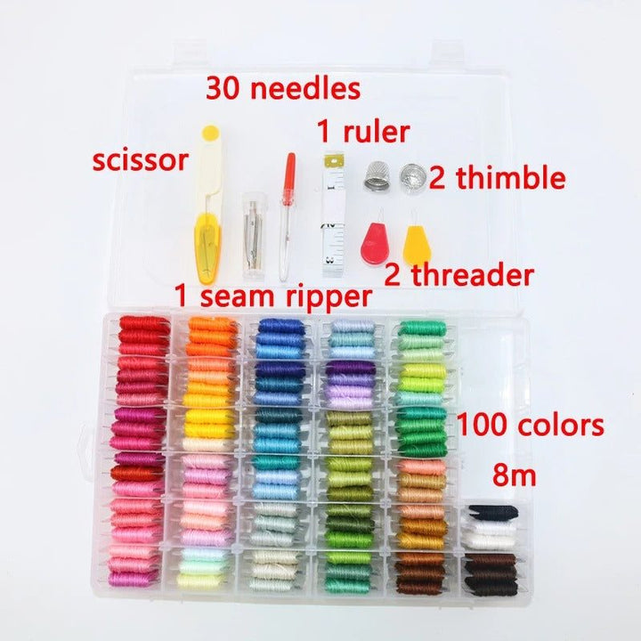 100 Colour Embroidery Threads and Tool Starter Set