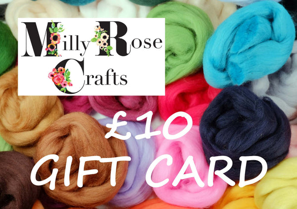 MillyRose Crafts Gift Cards;  Needle Felting gift card, Punch Needle gift cards